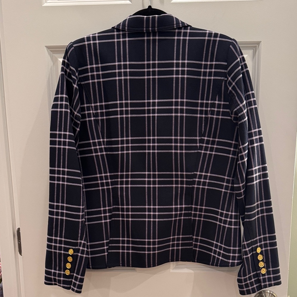 Smythe One Button Blazer - Navy and Lilac - Picture 3 of 5